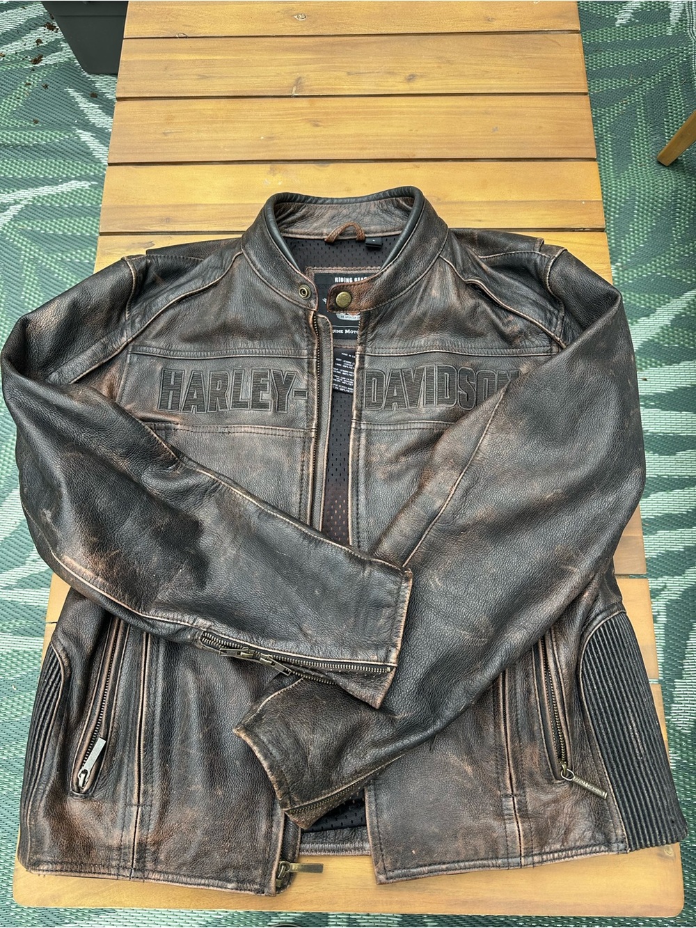 Harley-Davidson Brown Distressed Leather Bomber Jacket